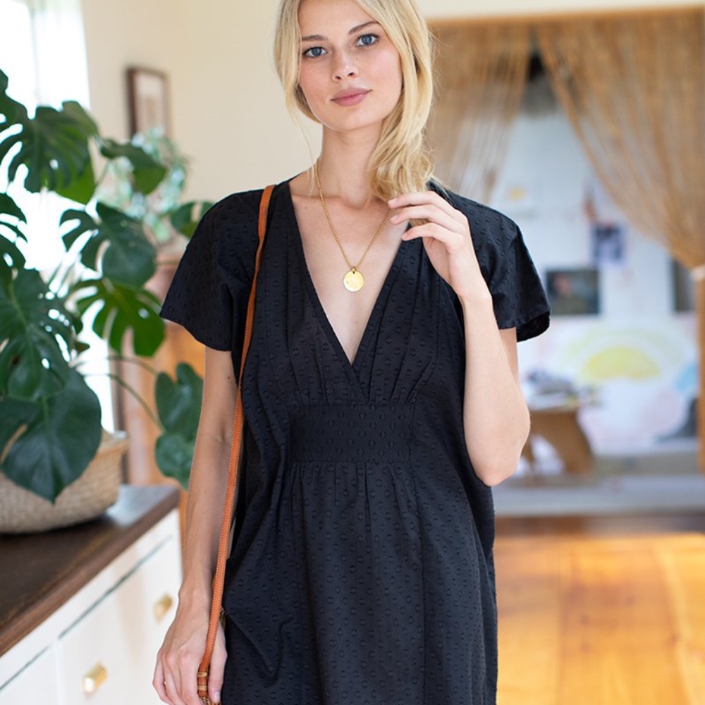 Francina Caftan Shortie - Black Dots